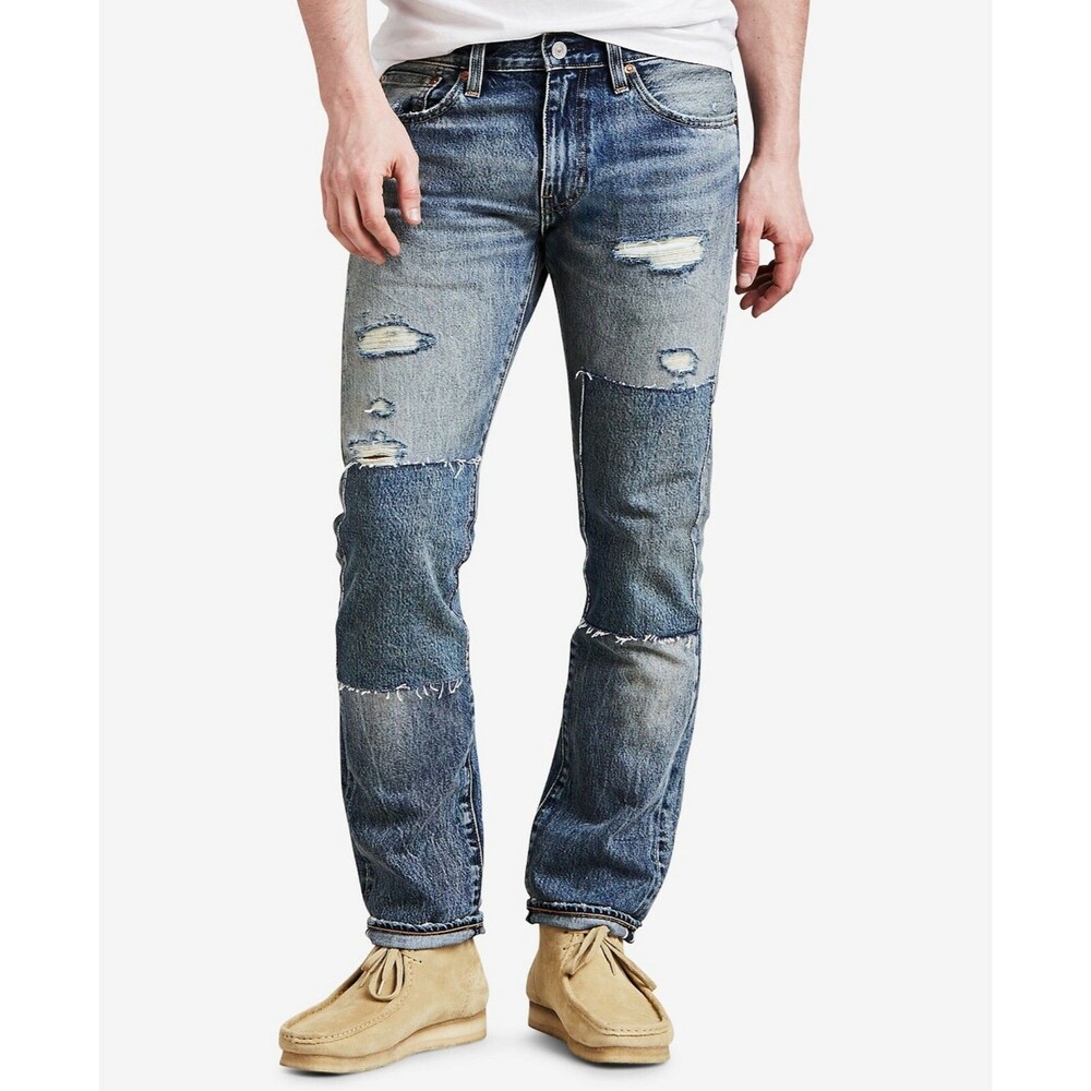 Levi's 511 Slim Fit Ripped Distressed Selvedge Jeans